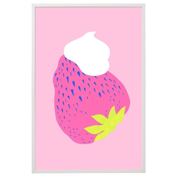 IKEA Other - IKEA Modern Large Scale Strawberry & Whipped Cream Framed Art; Limited Edition